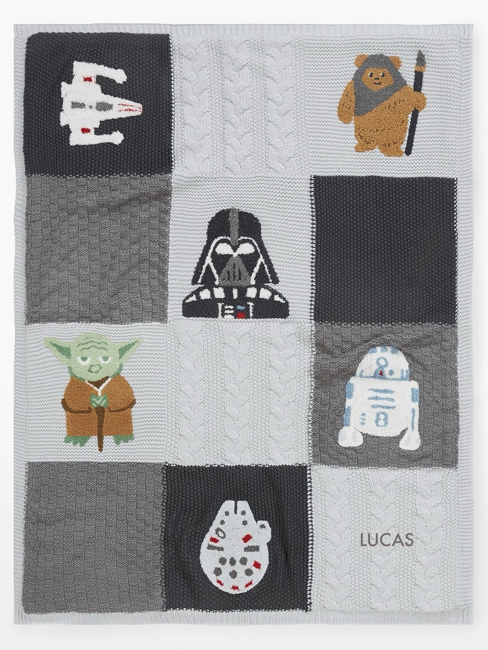 Pottery Barn Kids Star Wars Sherpa-Backed Patchwork Knit Baby Blanket - Picture 5 of 9